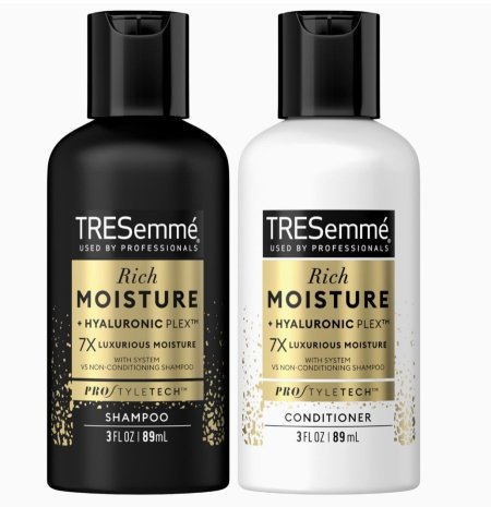 مجموعة TRESemmé Moisture Rich تتكون من شامبو وبلسم بحجم صغير مناسب للسفر 89ml لكل علبة
