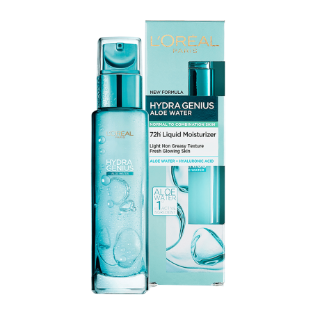 مرطب هيدرا جينيوس مع ماء الصبار للبشرة العادية إلى المختلطة من لوريال باريس - 70مل LOreal Paris Hydra Genius Aloe Water