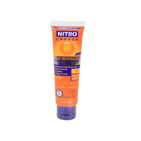 نيترو كندا واقي شمس للوجه بكولاجين وتفتيح البشرة 100غم مناسب للبشرة الجافة والحساسة  NITRO CANADA Face Sunblock Whitening Cream with Collagen Protect