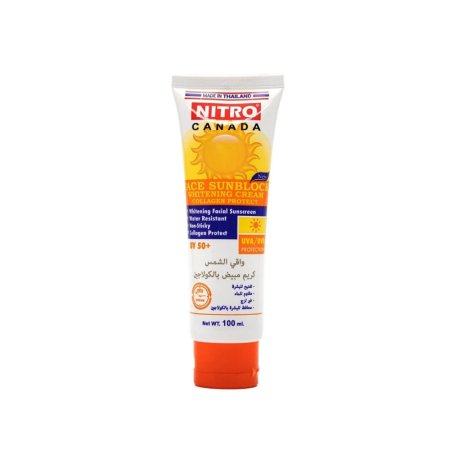 نيترو كندا SPF 50+ Nitro Canada Face Sunblock Whitening Cream with Collagen Protect مناسب للبشرة العادية والمختلطة 100مل