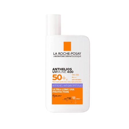 لاروش بوزيه أنثيليوس يو في ميون 400 +SPF50 سائل مضاد للبقع الداكنة و واقي شمس بحجم 50 مل - La Roche-Posay Anthelios UVMune 400 SPF 50+ Anti-Dark Spots Fluid Arabic 50 ml