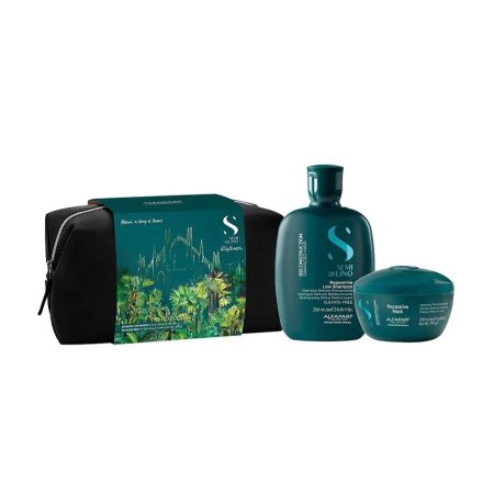 طقم ألفابارف ميلانو سيمي دي لينو ريكونستركشن للعناية بالشعر (شامبو ٢٥٠مل + ماسك ٢٠٠مل )  ALFAPARF MILANO Semi di Lino Reconstruction Gift Set (Shampoo + Mask)