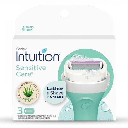 رأس تبديل ماكنة الحلاقه للبشرة الحساسة برغوة الصبار وفيتامين اي - ٣قطع Schick Intuition  sensitive care Cartridges 3 pack