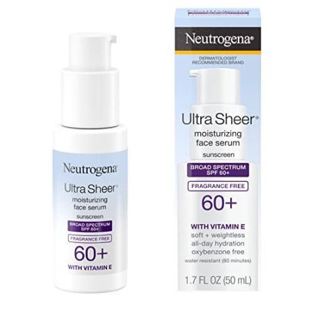 سيروم مرطب للوجه الترا شير بفيتامين E وعامل حماية من الشمس 60+ من نيوتروجيناNeutrogena Ultra Sheer Moisturizing Face Serum Sunscreen  SPF60  50ML