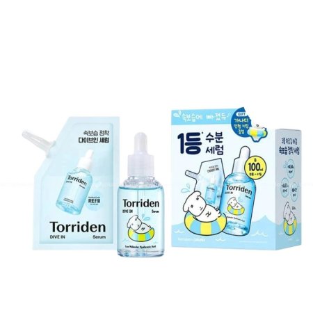 سيروم توريدن دايف إن بحمض الهيالورونيك الجزيئي (100 مل مع عبوة وإعادة تعبئة) -Torriden Dive-In Serum Molecular Hyaluronic Acid
