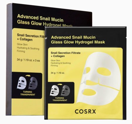 COSRX Advanced Snail Mucin Glass Glow Hydrogel Face Masks ماسكات هيدروجيل مُرطِّبة ومغذية